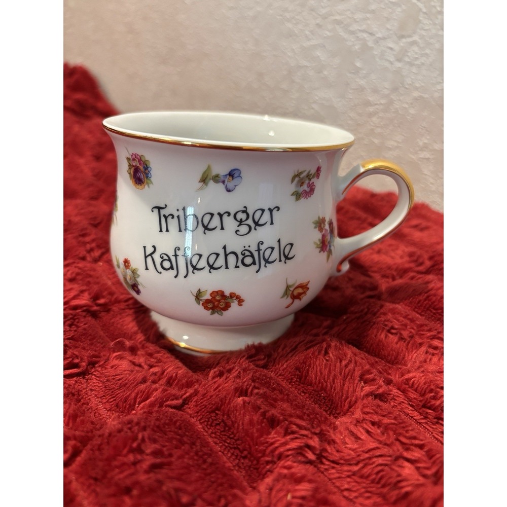 VTG Theo Kuhn German Porcelain Kaffehaferl (Wide Footed Mug) Floral & Gold